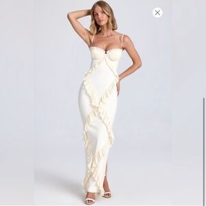 Oh Polly Cream Ruffle Tiered Dress